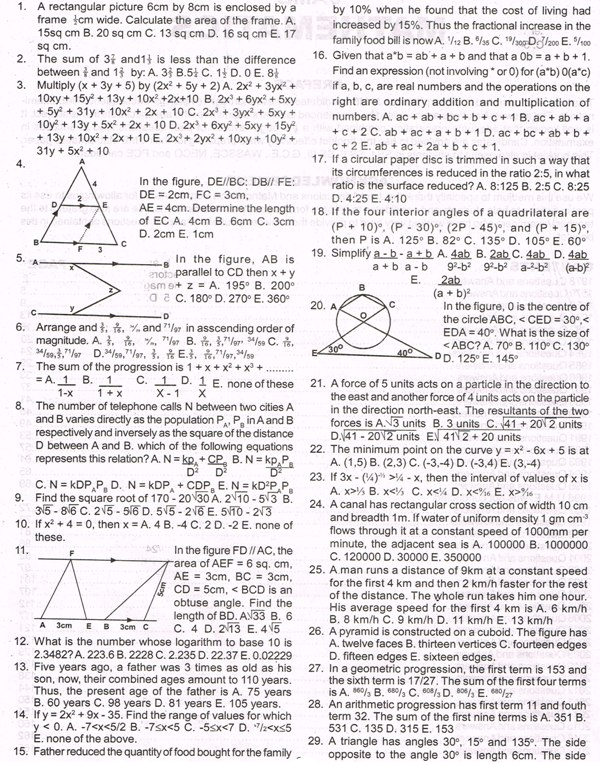 JAMB 1978 Past Questions - Mathematics